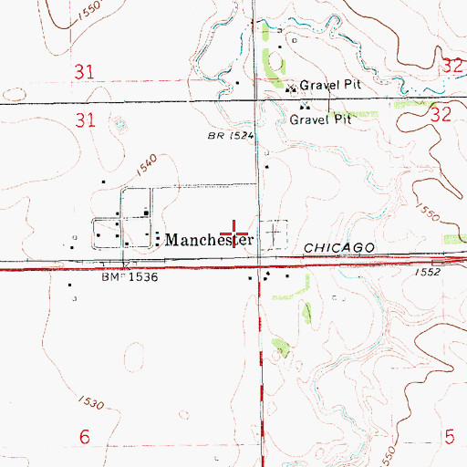 Topographic Map of Manchester Post Office (historical), SD