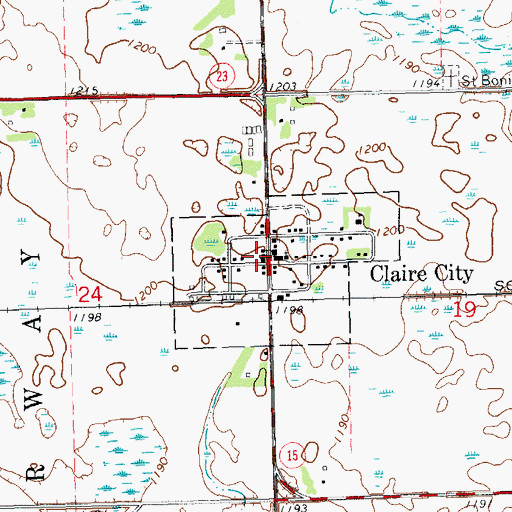 Topographic Map of Claire City Post Office, SD