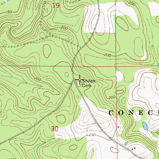 Topographic Map of Shiloh Cemetery, AL