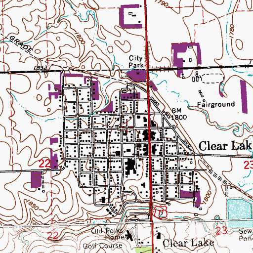 Topographic Map of Clear Lake Post Office, SD