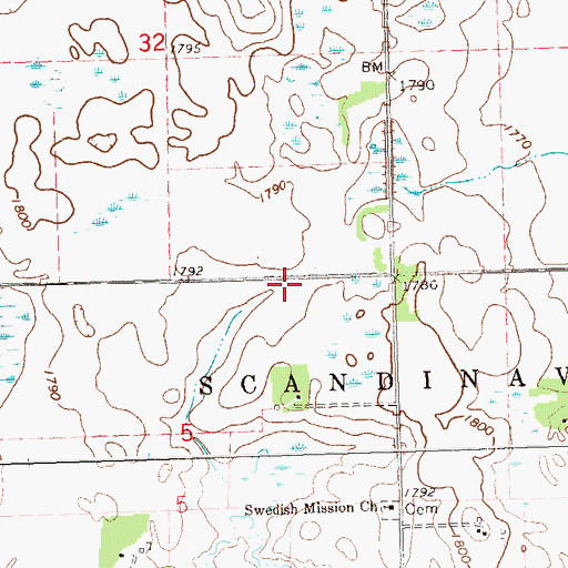 Topographic Map of Deuel Post Office (historical), SD