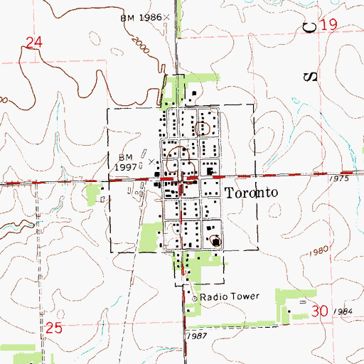 Topographic Map of Toronto Post Office, SD