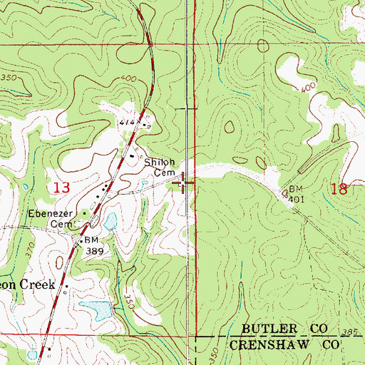 Topographic Map of Shiloh Cemetery, AL