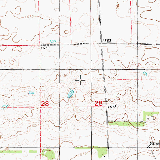 Topographic Map of Aurora Center Cemetery, SD