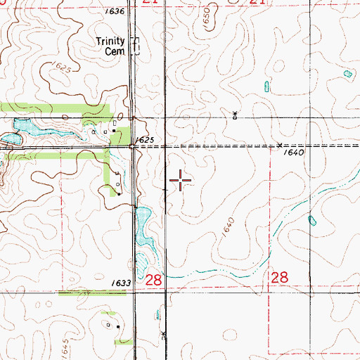 Topographic Map of Saint Johns Lutheran Cemetery, SD