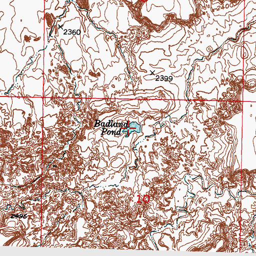 Topographic Map of Badland Pond, SD