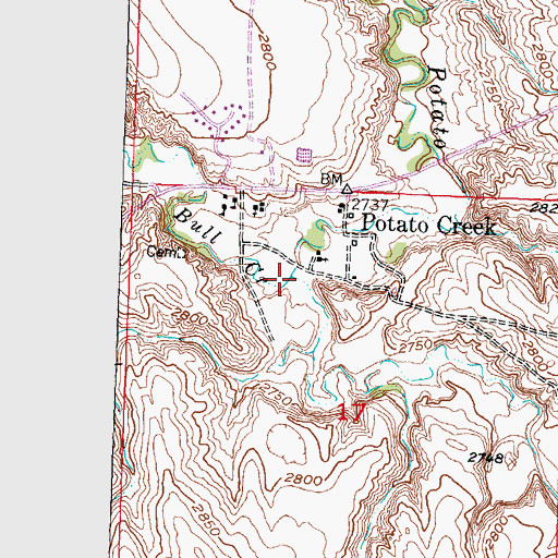 Topographic Map of Bull Creek, SD