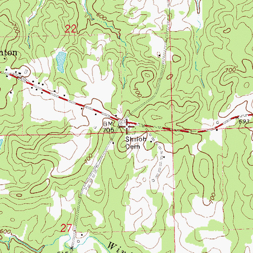 Topographic Map of Shiloh Cemetery, AL