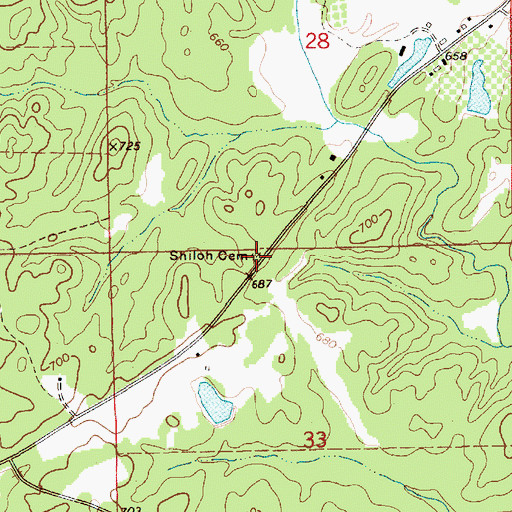 Topographic Map of Shiloh Cemetery, AL