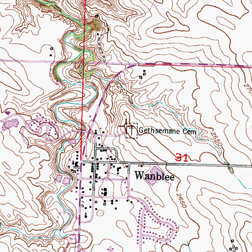 Topographic Map of Gethsemane Cemetery, SD