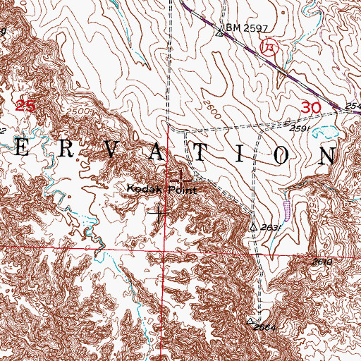 Topographic Map of Kodak Point, SD
