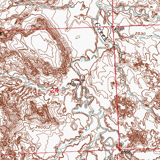 Topographic Map of Little Dog Spring Creek, SD