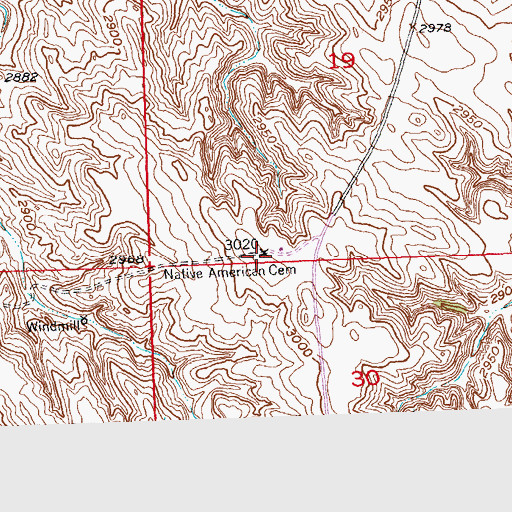 Topographic Map of Native American Cemetery, SD