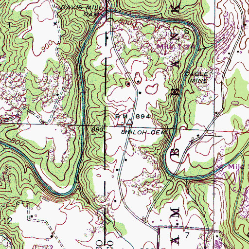 Topographic Map of Shiloh Methodist Church Cemetery, AL