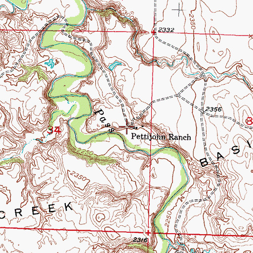 Topographic Map of Pettijohn Ranch, SD