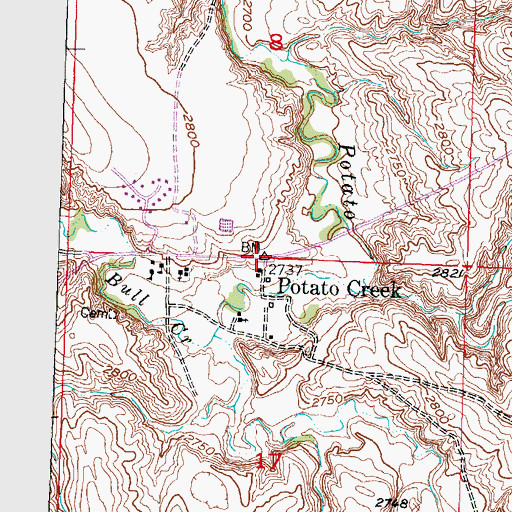 Topographic Map of Potato Creek, SD