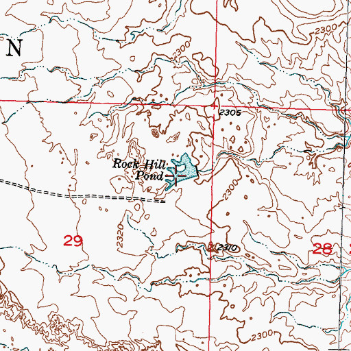 Topographic Map of Rock Hill Pond, SD