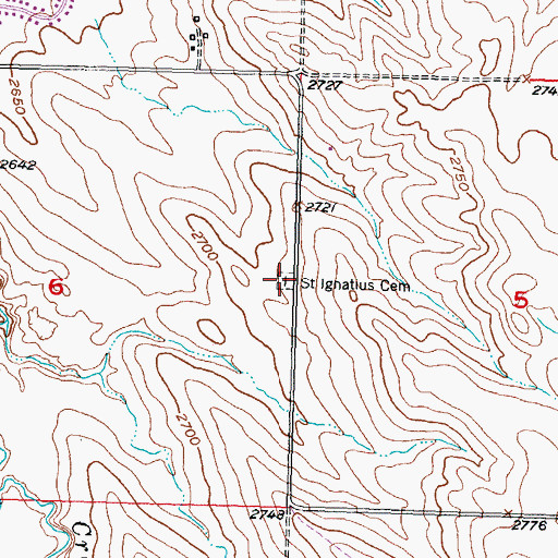 Topographic Map of Saint Ignatius Cemetery, SD