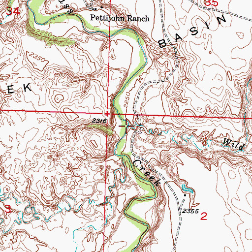 Topographic Map of Wild Horse Creek, SD
