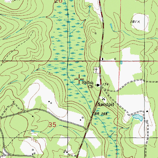 Topographic Map of Shiloh Baptist Church, AL
