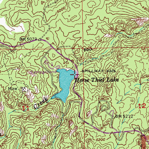 Topographic Map of Horse Thief Lake Dam, SD