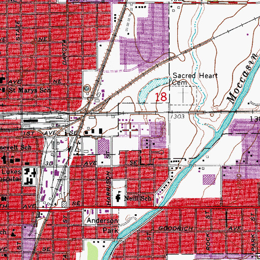 Topographic Map of City of Aberdeen, SD