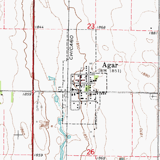 Topographic Map of Town of Agar, SD