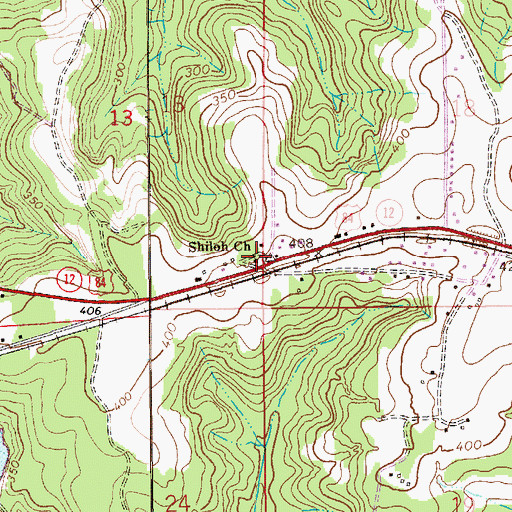 Topographic Map of Shiloh Church, AL