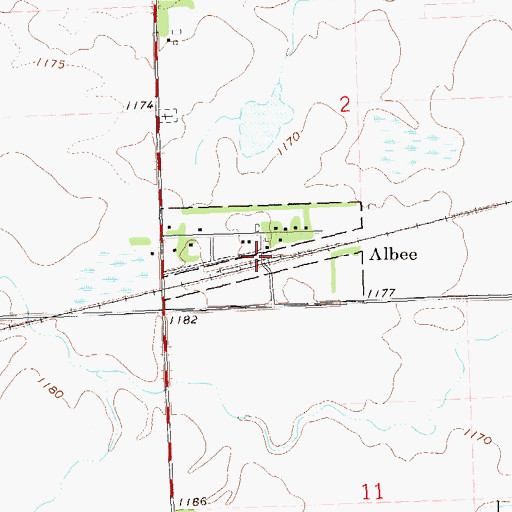 Topographic Map of Town of Albee, SD