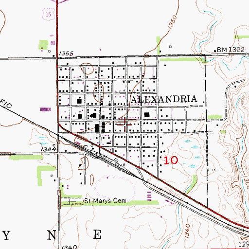 Topographic Map of City of Alexandria, SD
