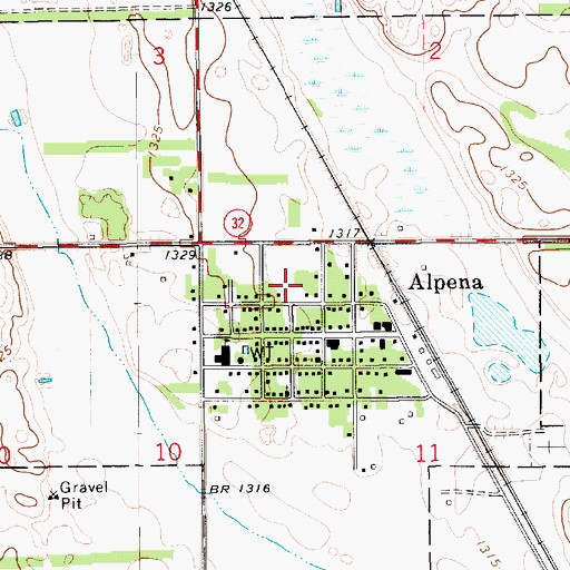 Topographic Map of Town of Alpena, SD