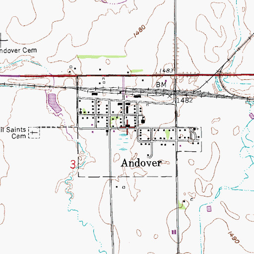 Topographic Map of Town of Andover, SD