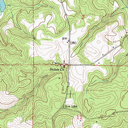 Topographic Map of Shiloh Church, AL