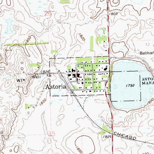 Topographic Map of Town of Astoria, SD