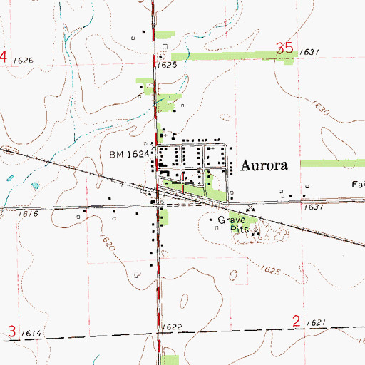 Topographic Map of Town of Aurora, SD