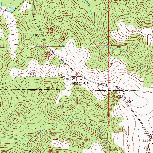 Topographic Map of Shiloh Church, AL
