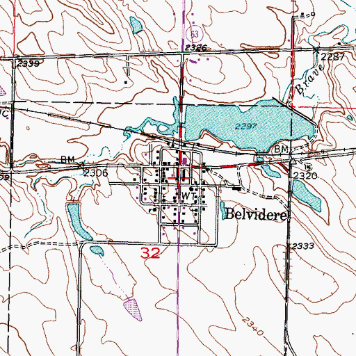 Topographic Map of Town of Belvidere, SD