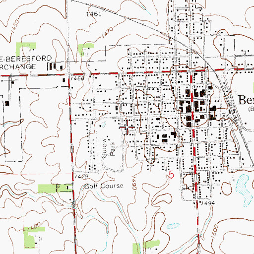 Topographic Map of City of Beresford, SD