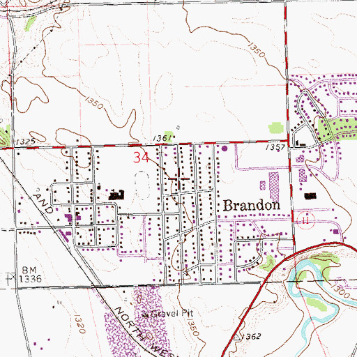 Topographic Map of City of Brandon, SD