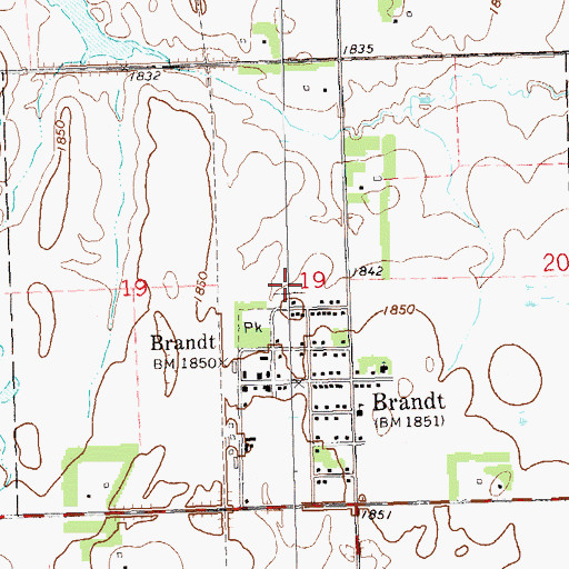 Topographic Map of Town of Brandt, SD