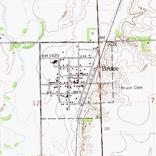 Topographic Map of City of Bruce, SD