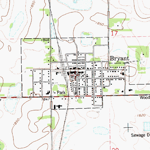 Topographic Map of City of Bryant, SD
