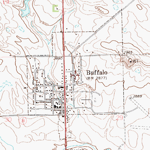 Topographic Map of Town of Buffalo, SD