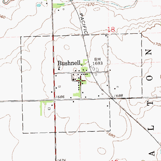 Topographic Map of Town of Bushnell, SD