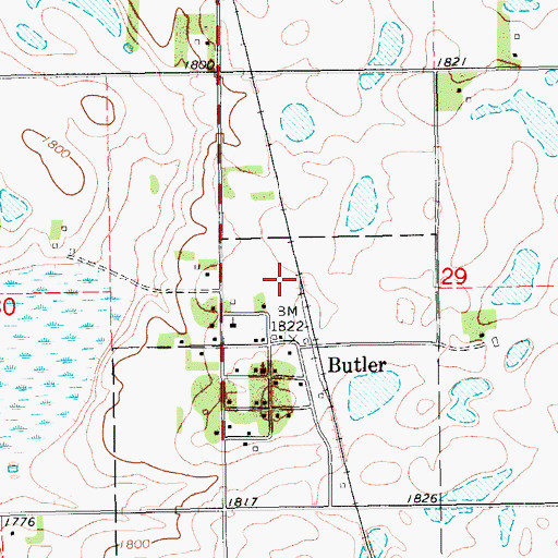 Topographic Map of Town of Butler, SD