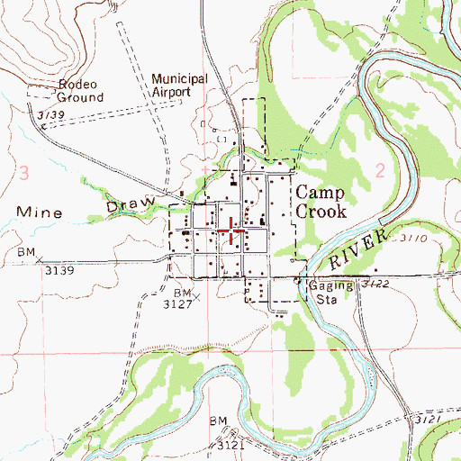 Topographic Map of Town of Camp Crook, SD