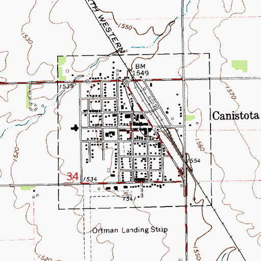 Topographic Map of City of Canistota, SD