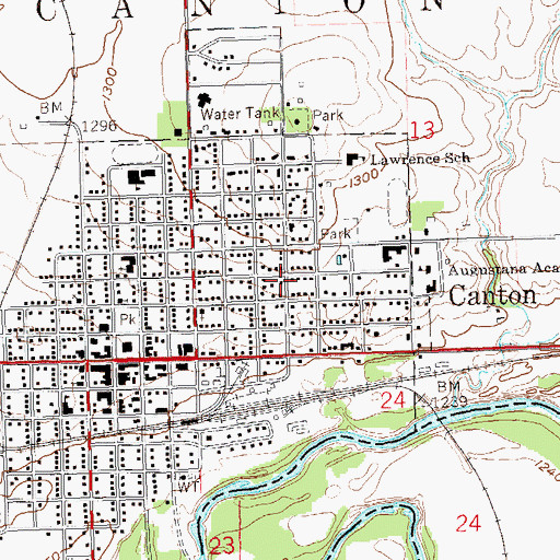 Topographic Map of City of Canton, SD