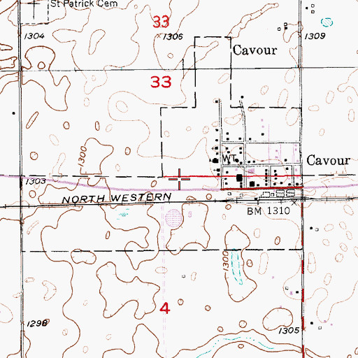 Topographic Map of Town of Cavour, SD