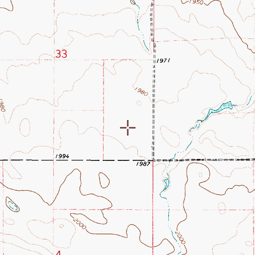 Topographic Map of Unorganized Territory of Central Hyde, SD